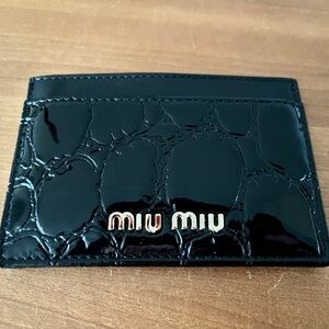 Miu miu patent croc black card wallet